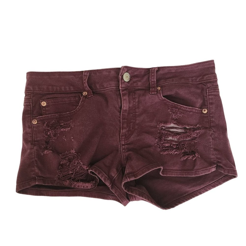 American Eagle Wine Shorts Size 10 Distressed